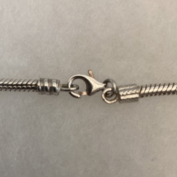 Pandora Snake Chain Necklace with Sleeping Cat Charm - Picture 3 of 4